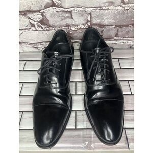 Lottusse 1877 Black Leather Derby Cap Toe Lace Dress Shoes Men Sz 7.5M US/41EU